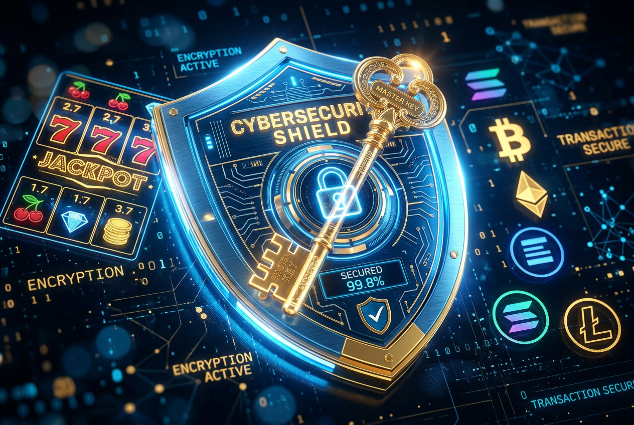 Digital security concept with lock and financial symbols